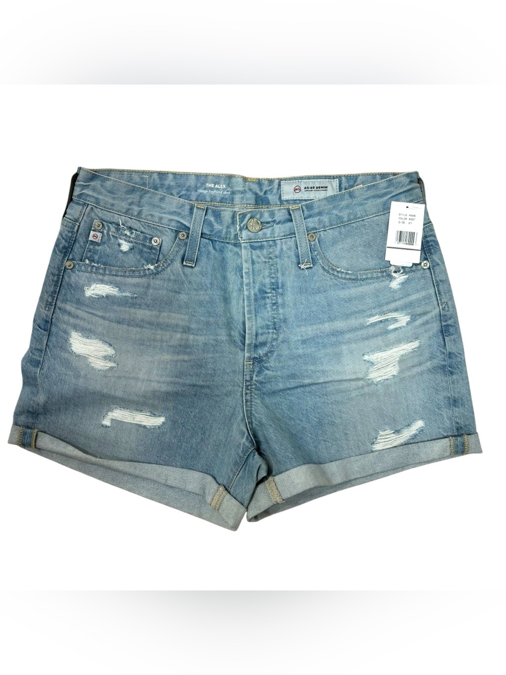 Ag Adriano Goldschmied The Alex Vintage Boyfriend Distressed Denim Shorts Sz. 27